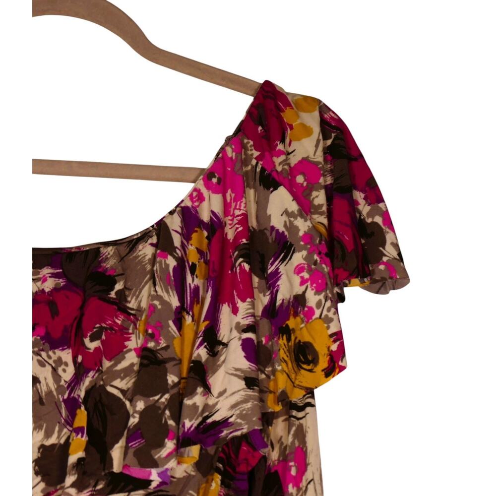 Kohls Floral Dress Womens Large Multicolor Fit Flare Knee Length Flutter Sleeve - Picture 4 of 12